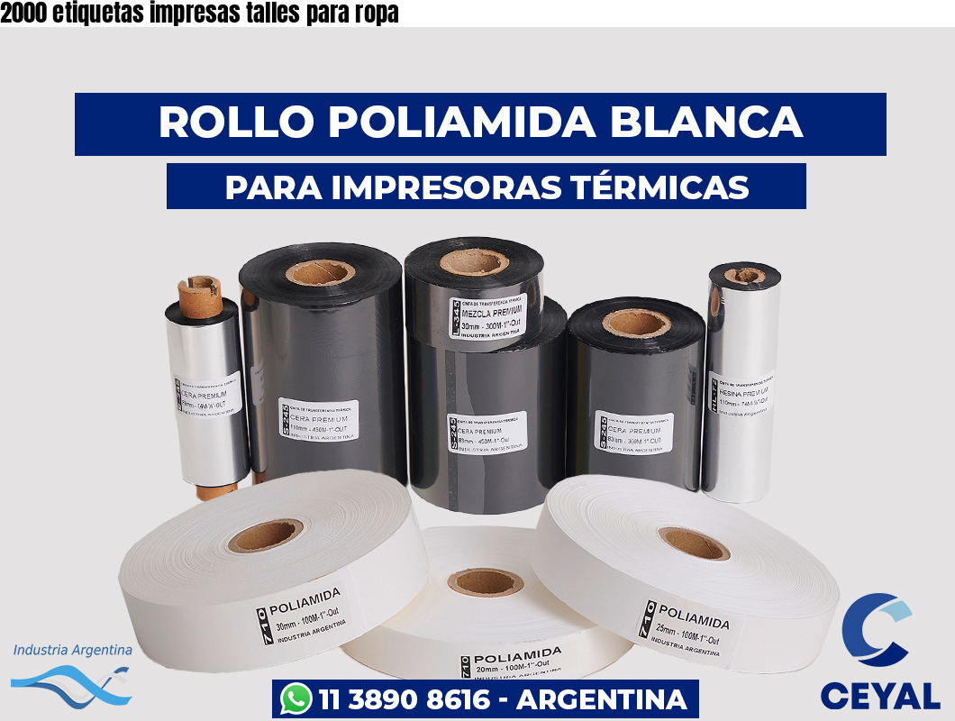 2000 etiquetas impresas talles para ropa