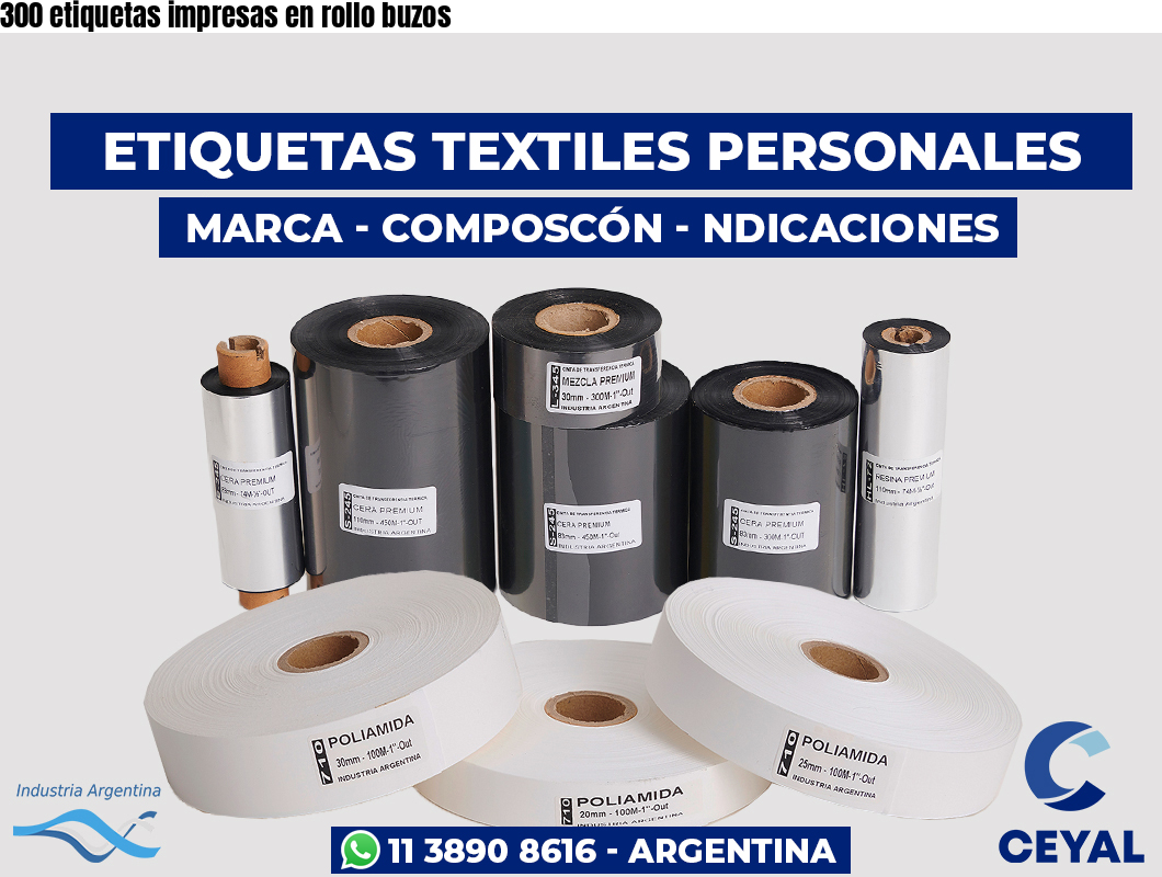 300 etiquetas impresas en rollo buzos