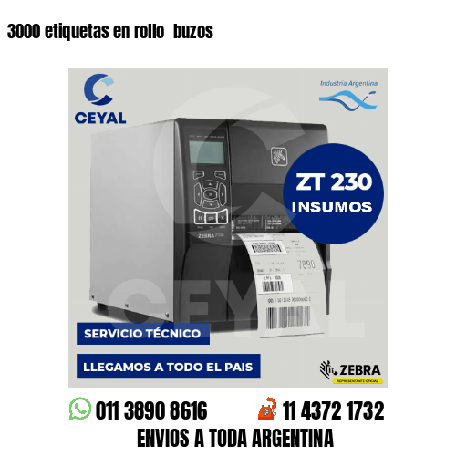 3000 etiquetas en rollo buzos
