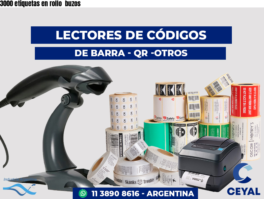 3000 etiquetas en rollo buzos