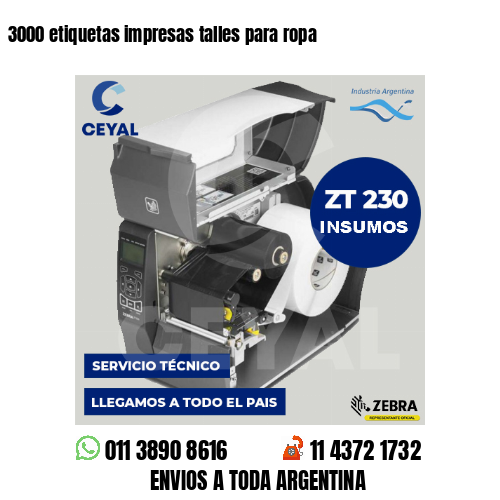 3000 etiquetas impresas talles para ropa