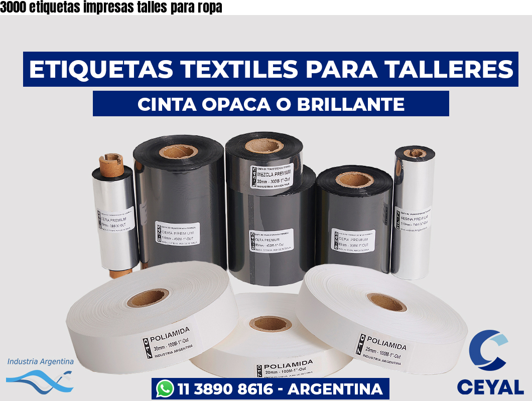3000 etiquetas impresas talles para ropa