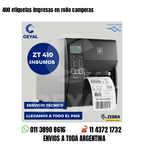 400 etiquetas impresas en rollo camperas