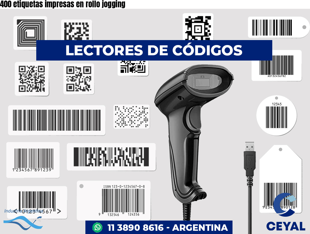 400 etiquetas impresas en rollo jogging