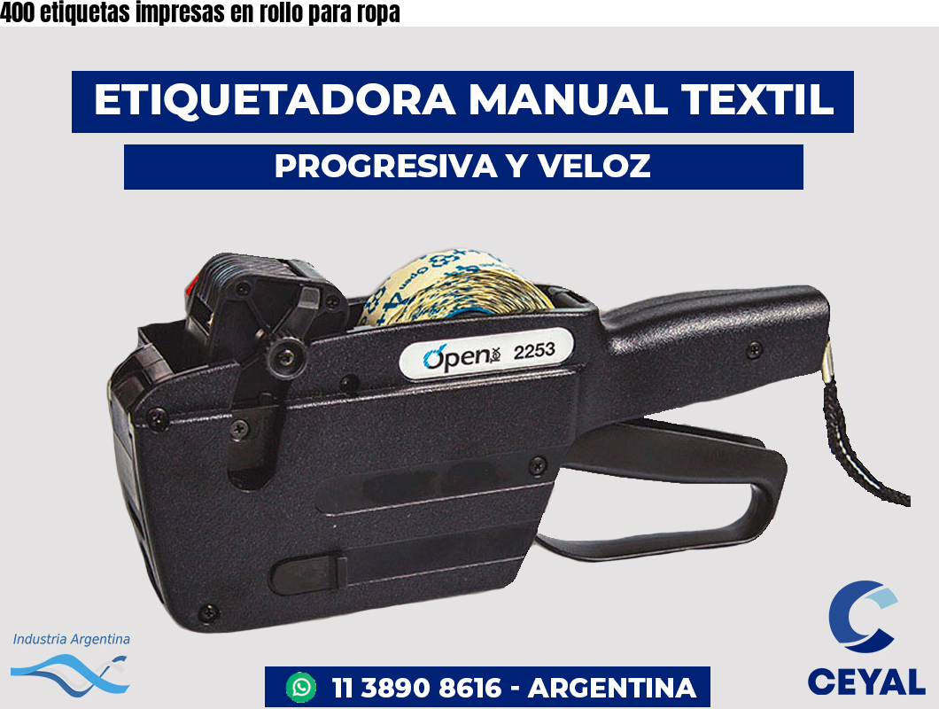 400 etiquetas impresas en rollo para ropa