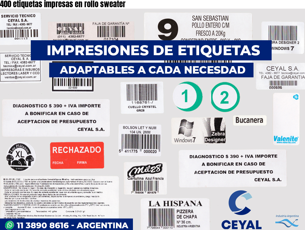 400 etiquetas impresas en rollo sweater