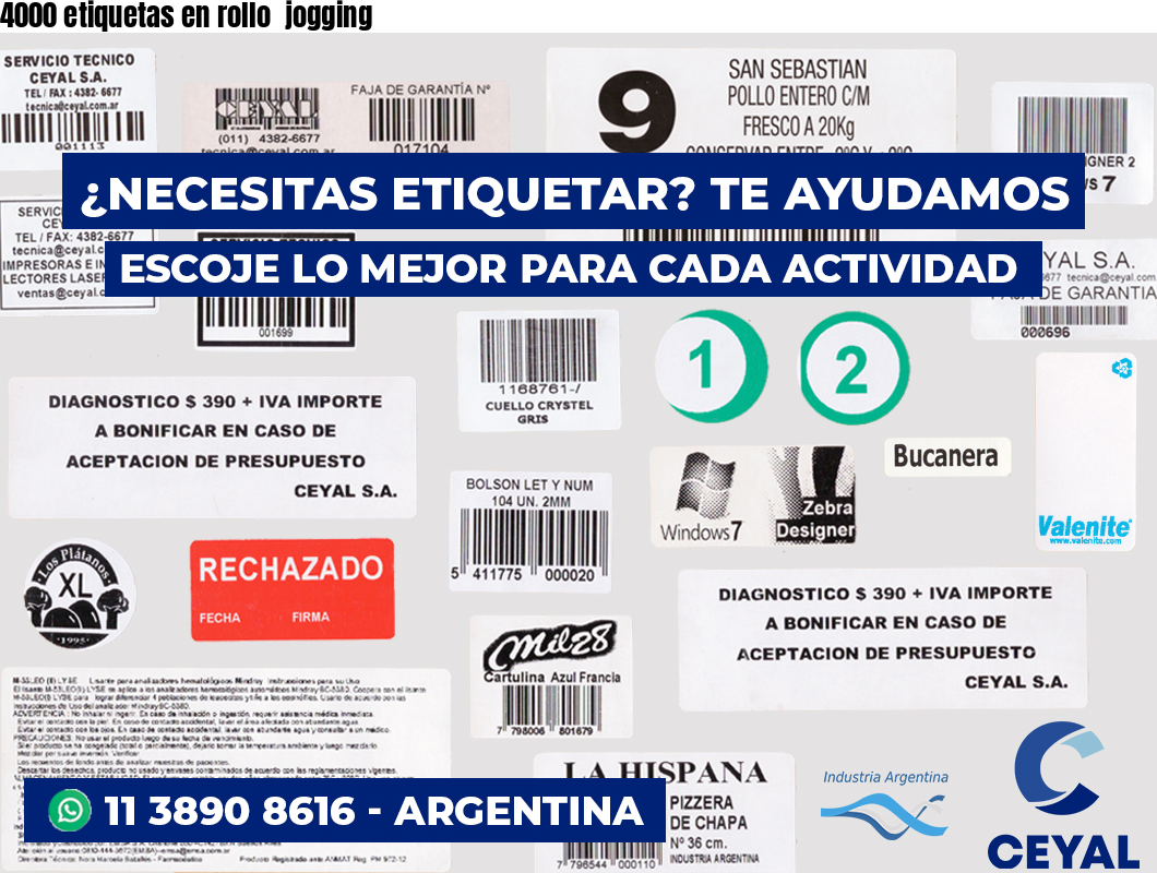 4000 etiquetas en rollo  jogging