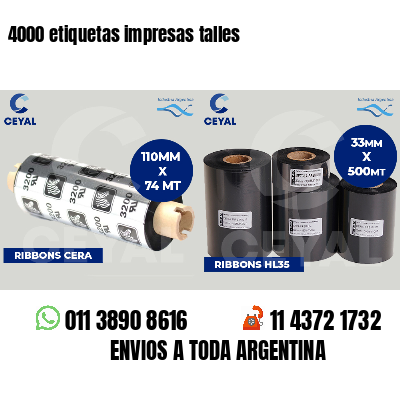 4000 etiquetas impresas talles