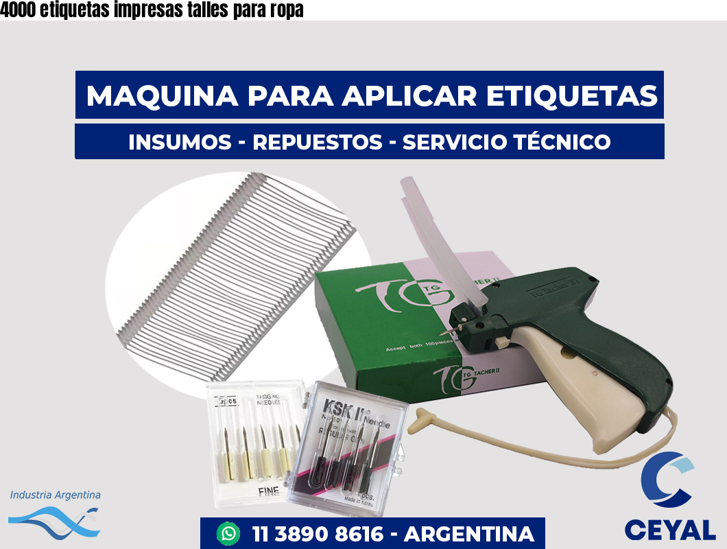 4000 etiquetas impresas talles para ropa