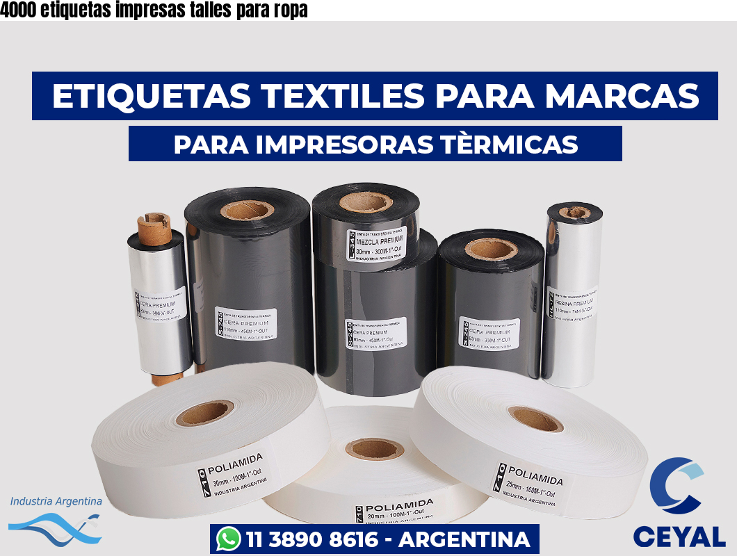 4000 etiquetas impresas talles para ropa
