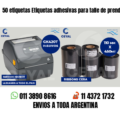 50 etiquetas Etiquetas adhesivas para talle de prendas