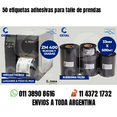 50 etiquetas adhesivas para talle de prendas