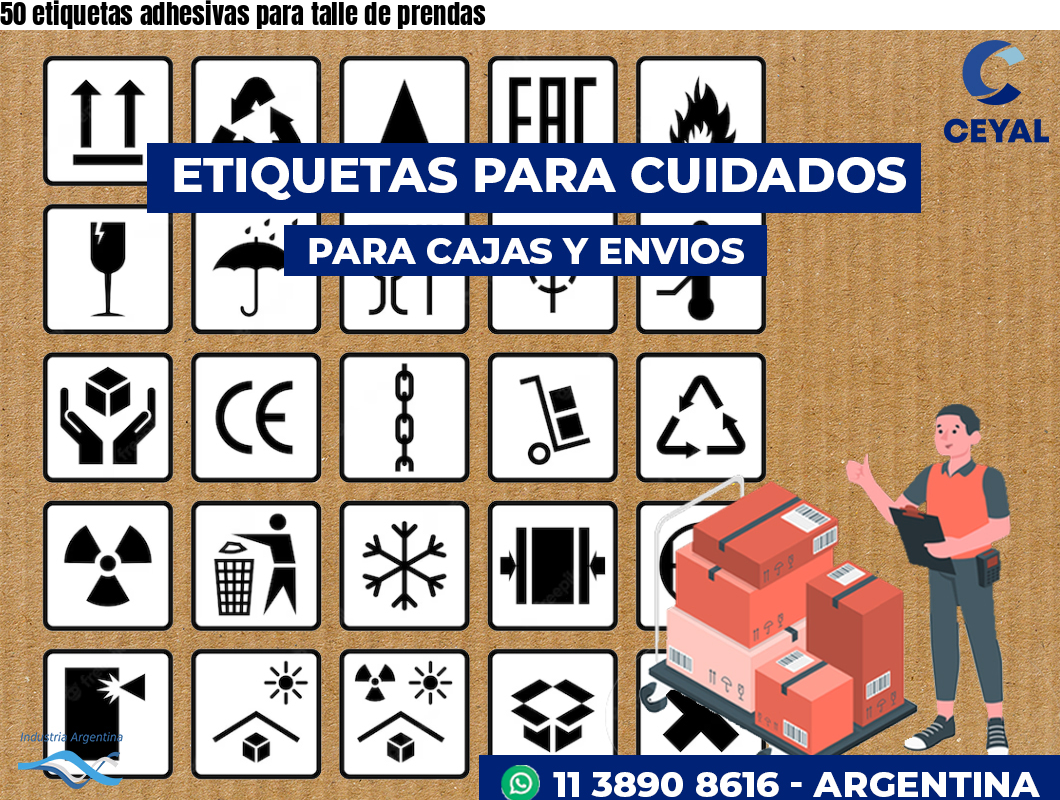 50 etiquetas adhesivas para talle de prendas