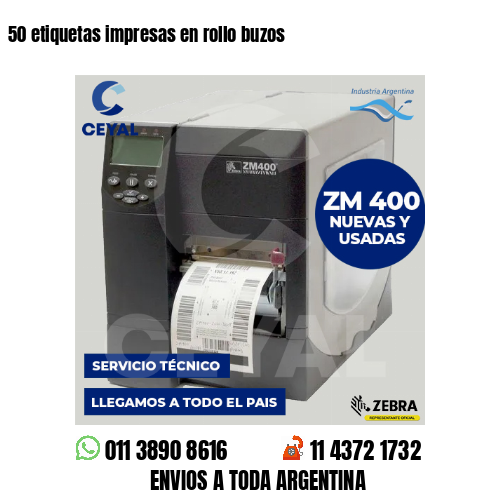 50 etiquetas impresas en rollo buzos
