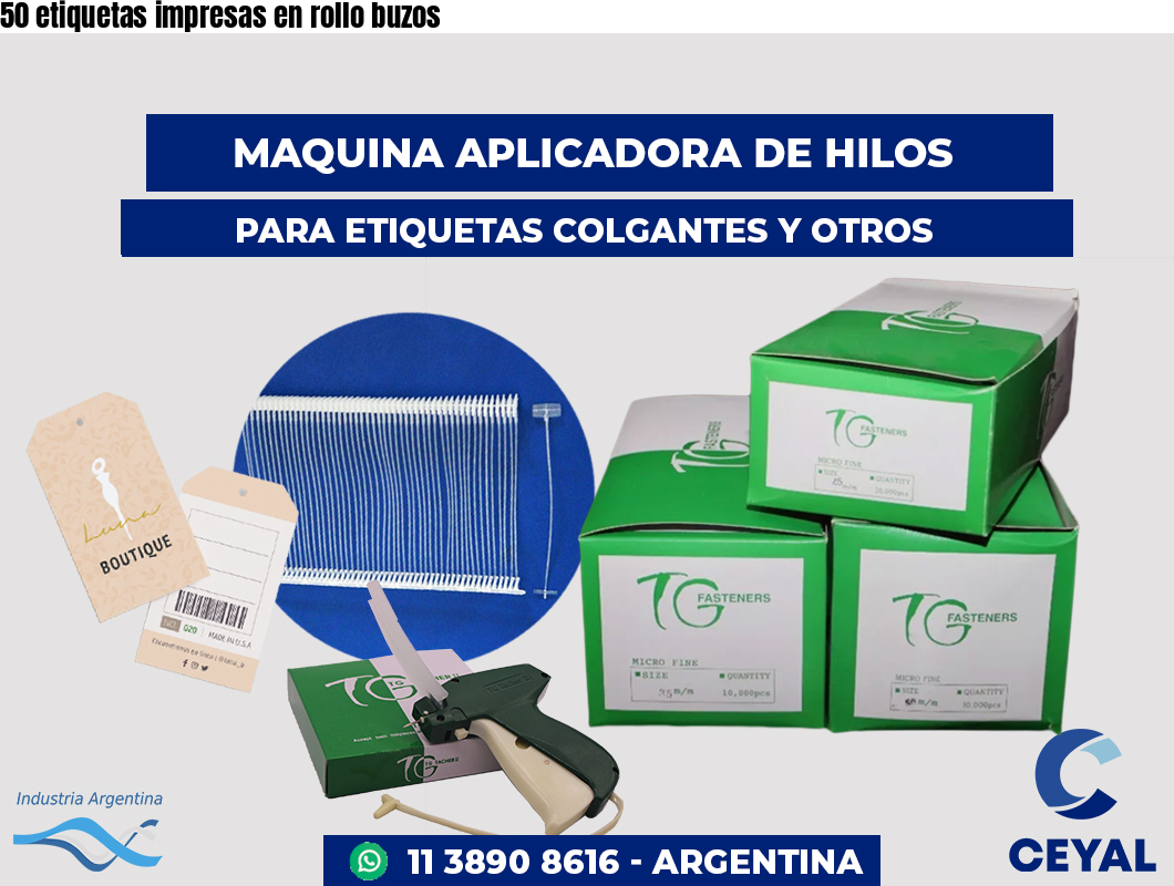 50 etiquetas impresas en rollo buzos