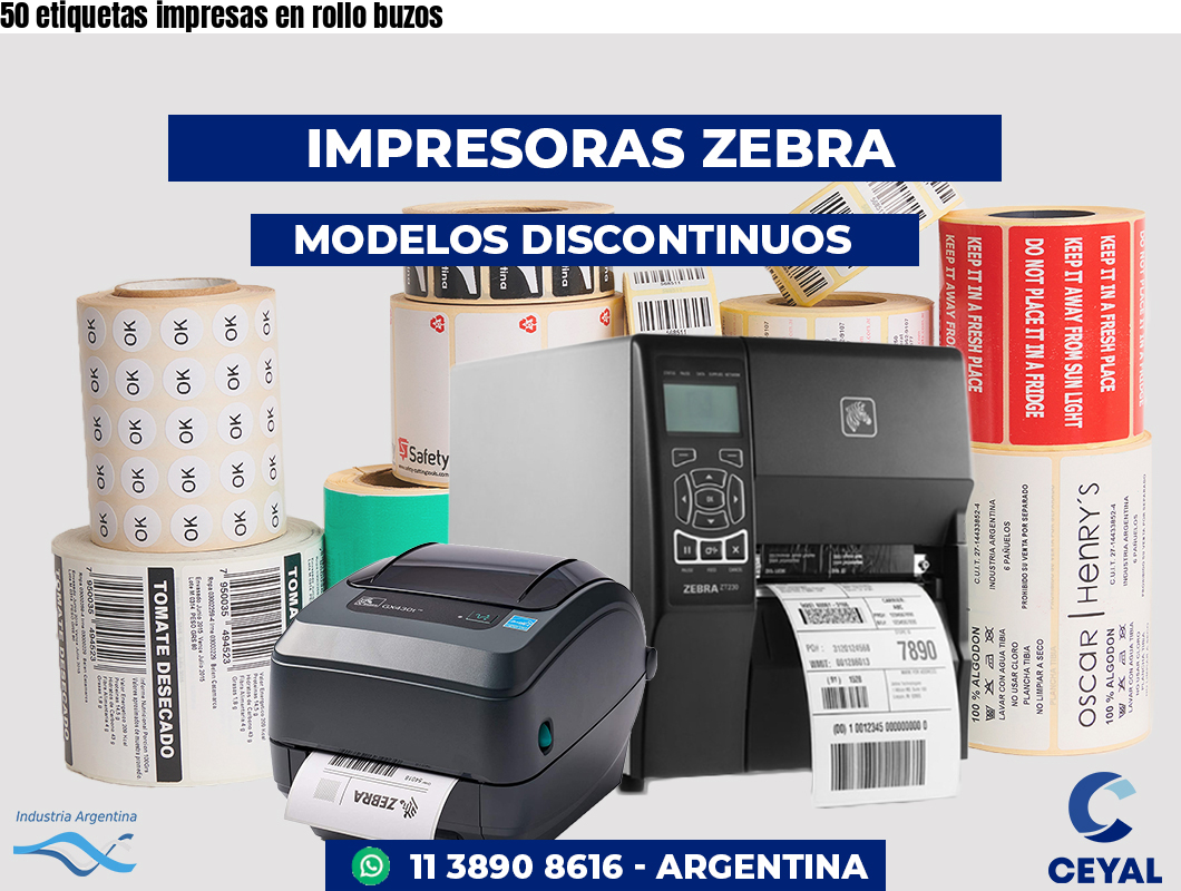 50 etiquetas impresas en rollo buzos