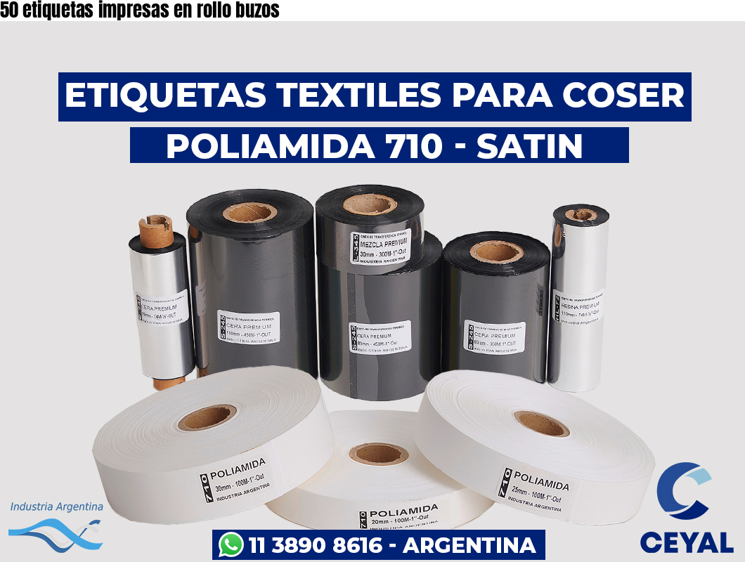 50 etiquetas impresas en rollo buzos