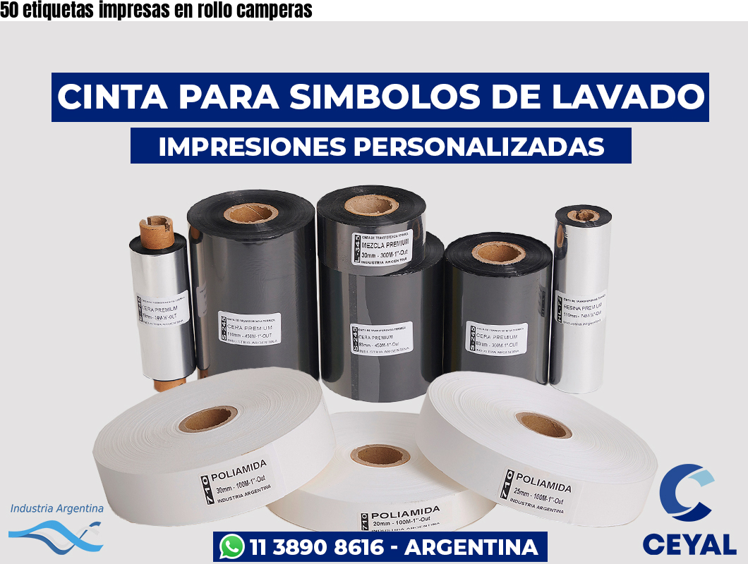 50 etiquetas impresas en rollo camperas