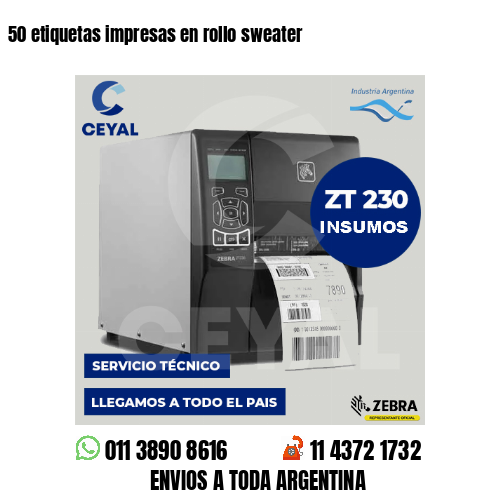 50 etiquetas impresas en rollo sweater