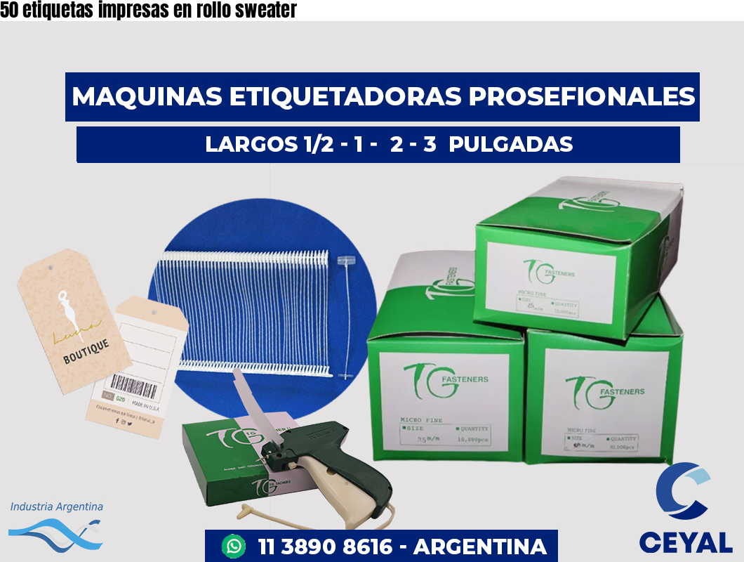 50 etiquetas impresas en rollo sweater