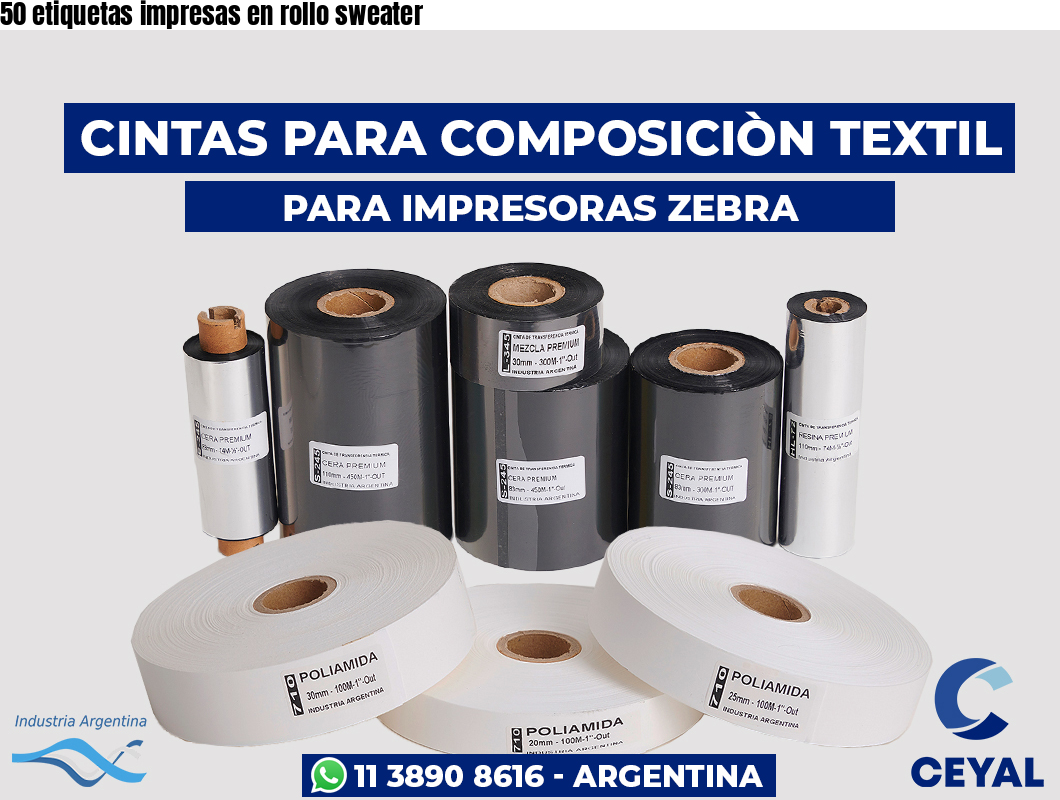 50 etiquetas impresas en rollo sweater