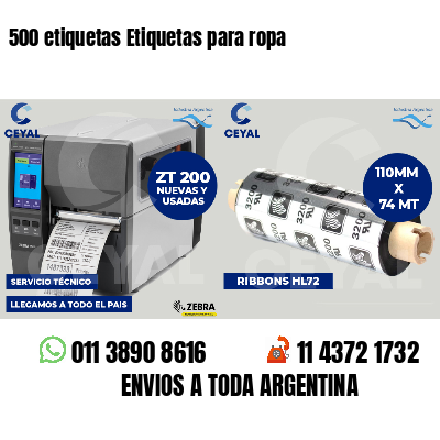 500 etiquetas Etiquetas para ropa