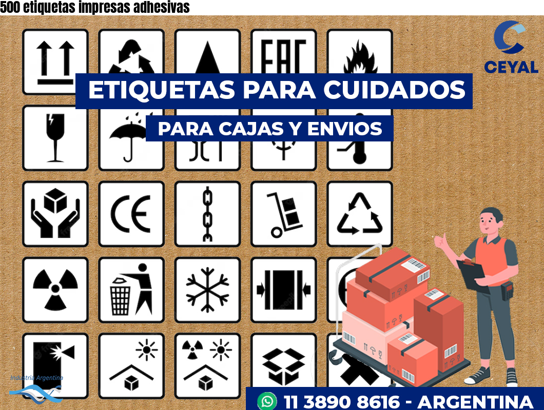 500 etiquetas impresas adhesivas