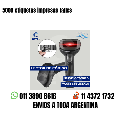 5000 etiquetas impresas talles