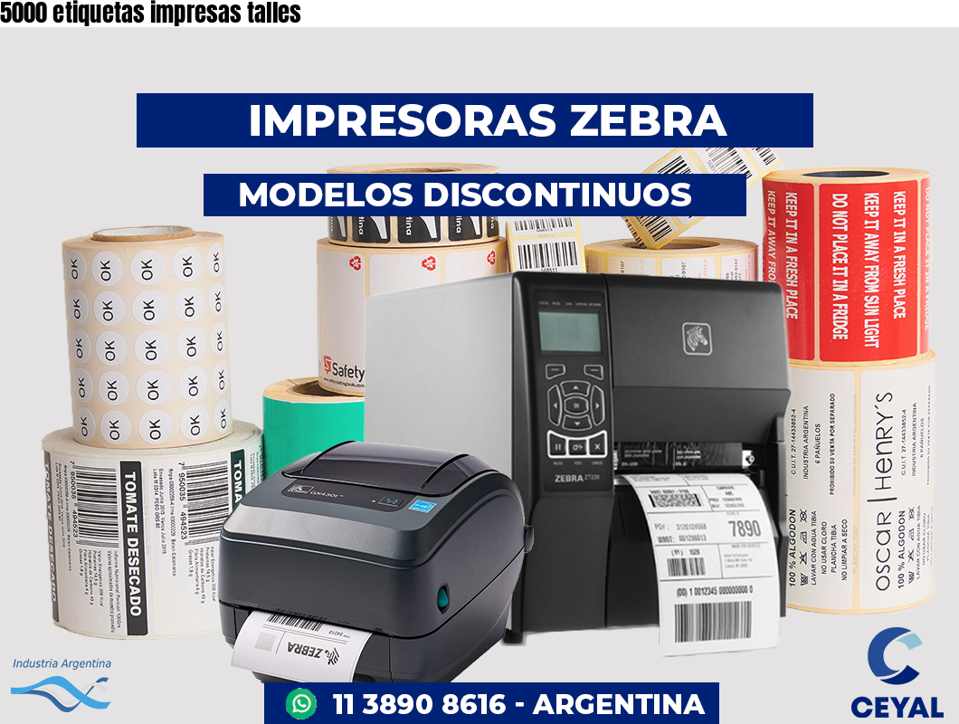 5000 etiquetas impresas talles