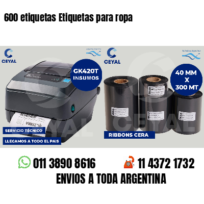600 etiquetas Etiquetas para ropa