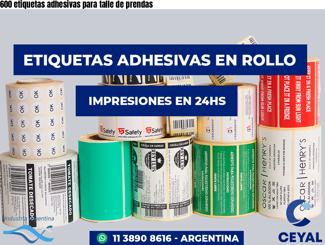 600 etiquetas adhesivas para talle de prendas