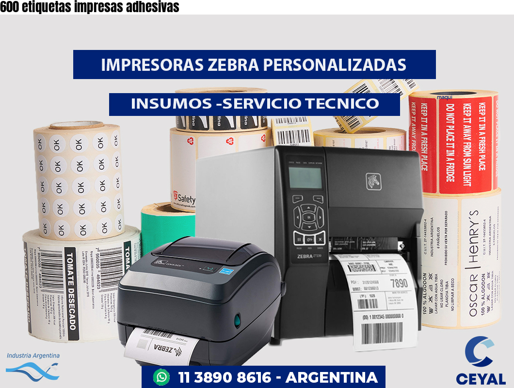 600 etiquetas impresas adhesivas
