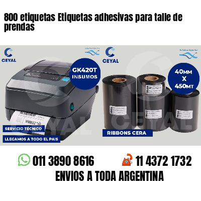 800 etiquetas Etiquetas adhesivas para talle de prendas