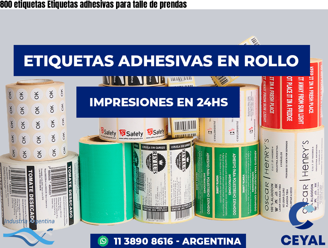 800 etiquetas Etiquetas adhesivas para talle de prendas