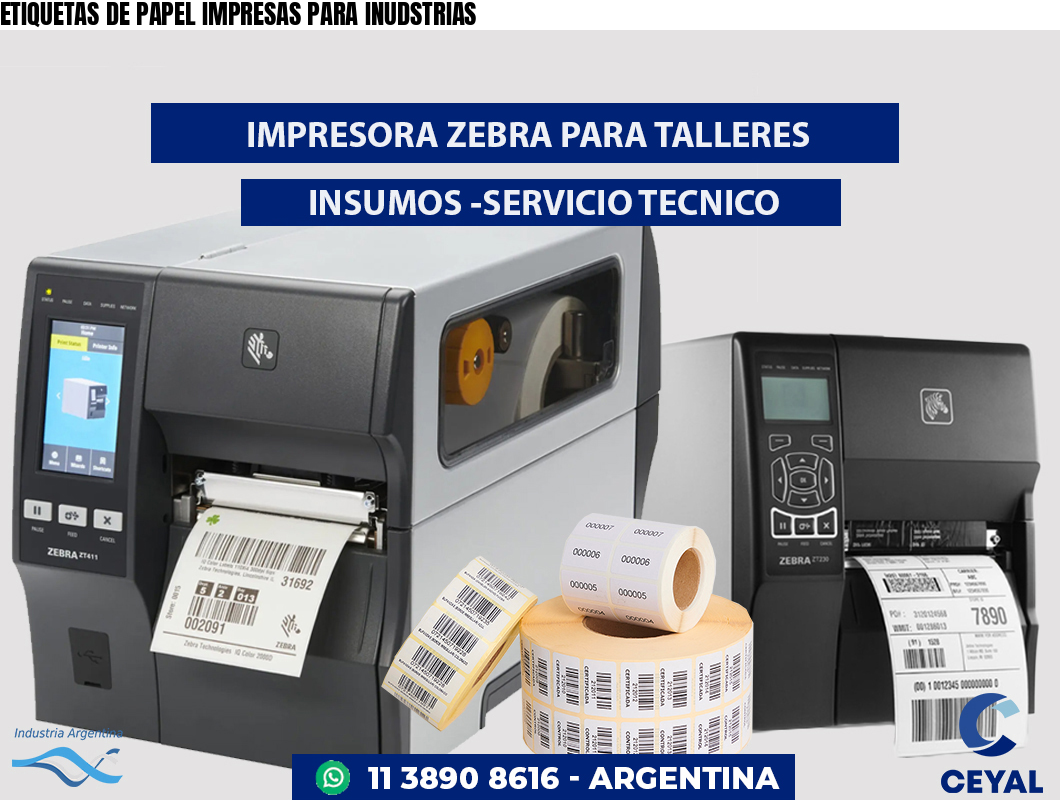 ETIQUETAS DE PAPEL IMPRESAS PARA INUDSTRIAS