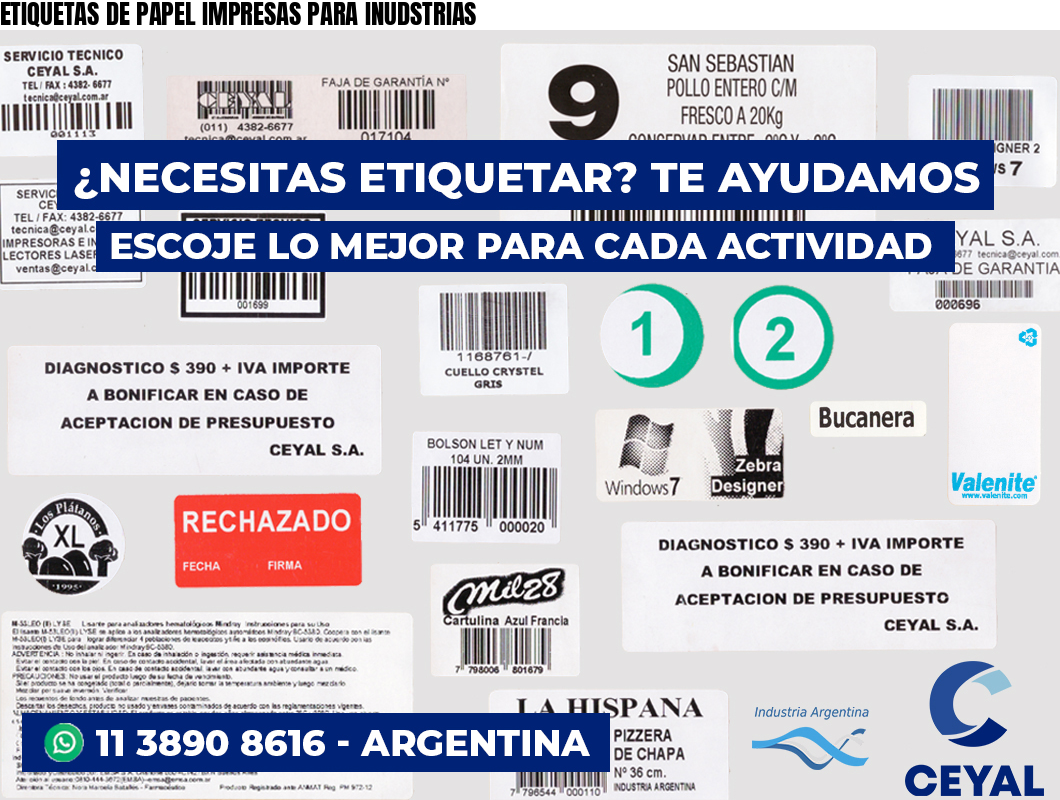 ETIQUETAS DE PAPEL IMPRESAS PARA INUDSTRIAS