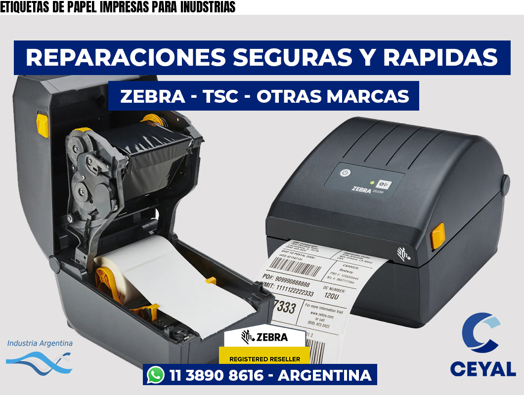 ETIQUETAS DE PAPEL IMPRESAS PARA INUDSTRIAS