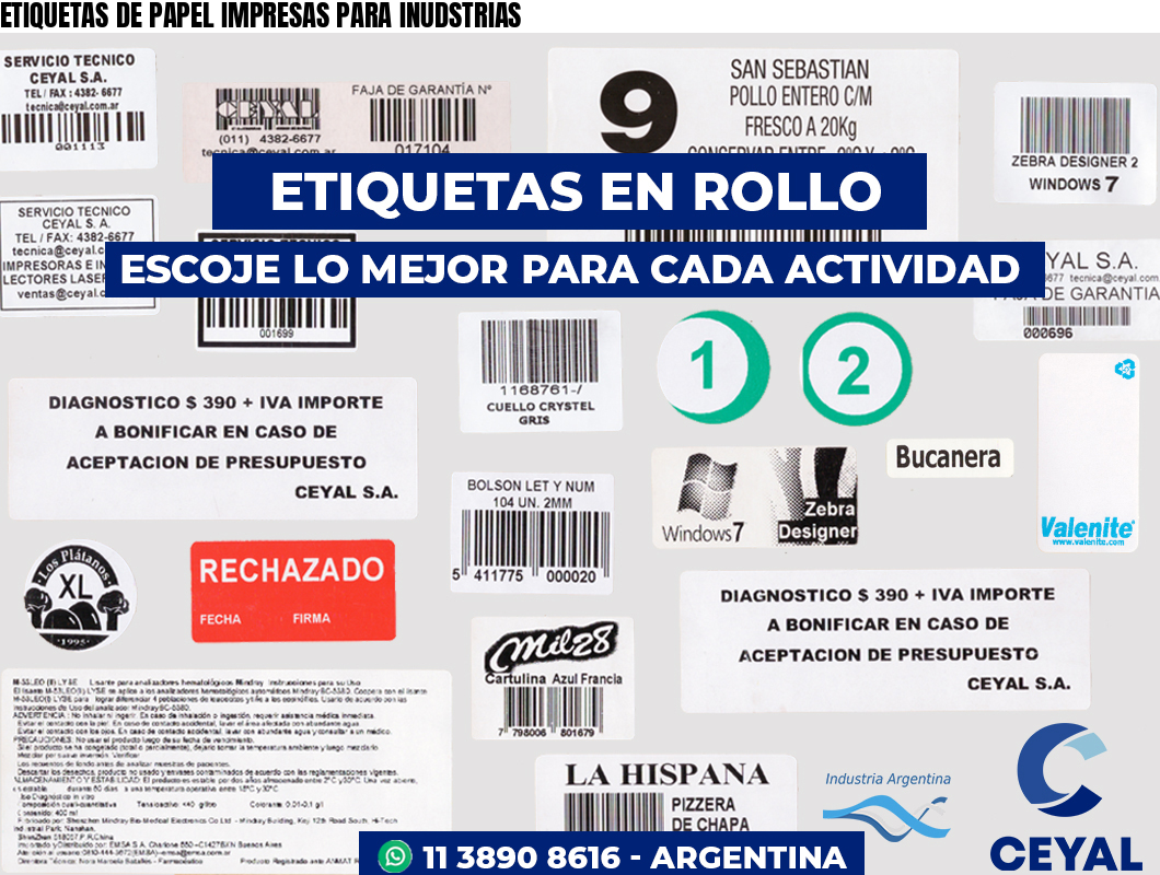 ETIQUETAS DE PAPEL IMPRESAS PARA INUDSTRIAS