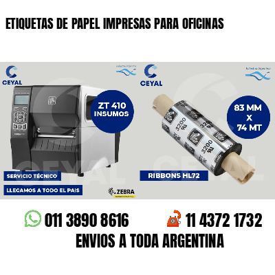 ETIQUETAS DE PAPEL IMPRESAS PARA OFICINAS