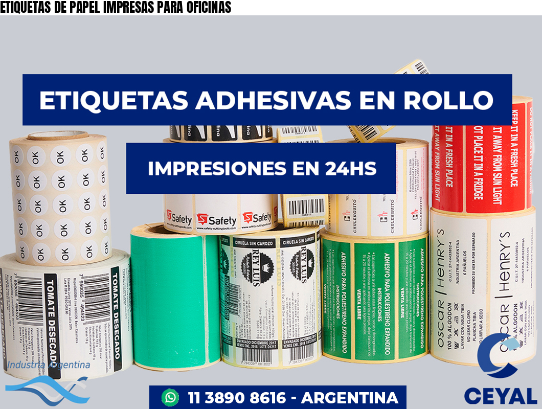 ETIQUETAS DE PAPEL IMPRESAS PARA OFICINAS