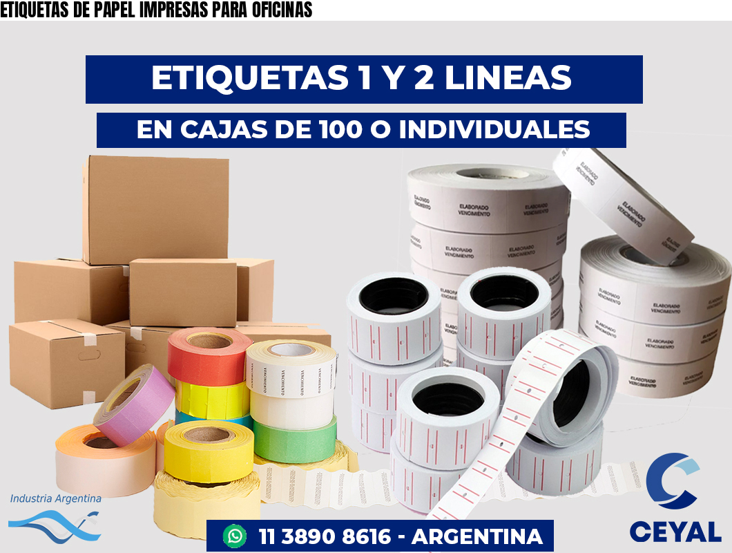 ETIQUETAS DE PAPEL IMPRESAS PARA OFICINAS