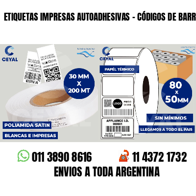 ETIQUETAS IMPRESAS AUTOADHESIVAS - CÓDIGOS DE BARRA