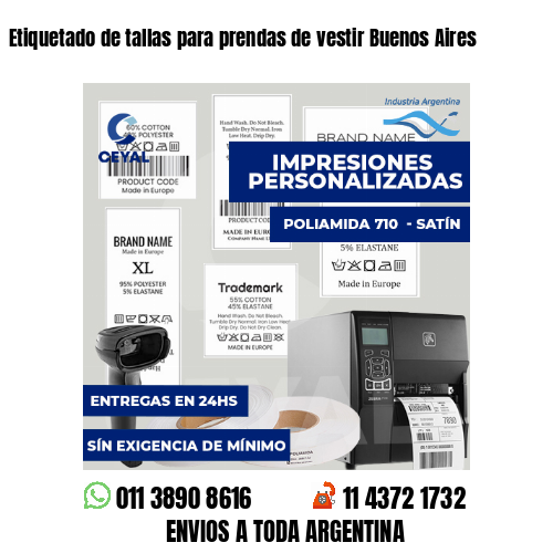 Etiquetado de tallas para prendas de vestir Buenos Aires