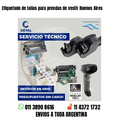 Etiquetado de tallas para prendas de vestir Buenos Aires