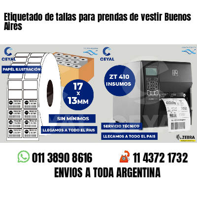 Etiquetado de tallas para prendas de vestir Buenos Aires