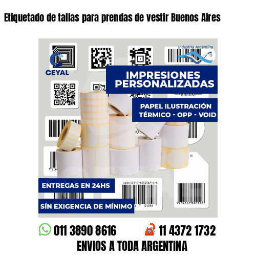 Etiquetado de tallas para prendas de vestir Buenos Aires