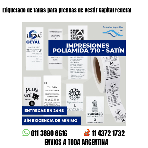 Etiquetado de tallas para prendas de vestir Capital Federal