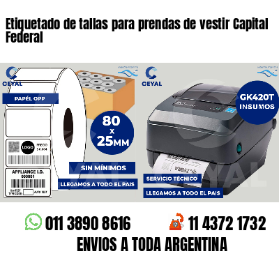 Etiquetado de tallas para prendas de vestir Capital Federal