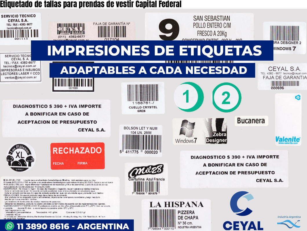 Etiquetado de tallas para prendas de vestir Capital Federal