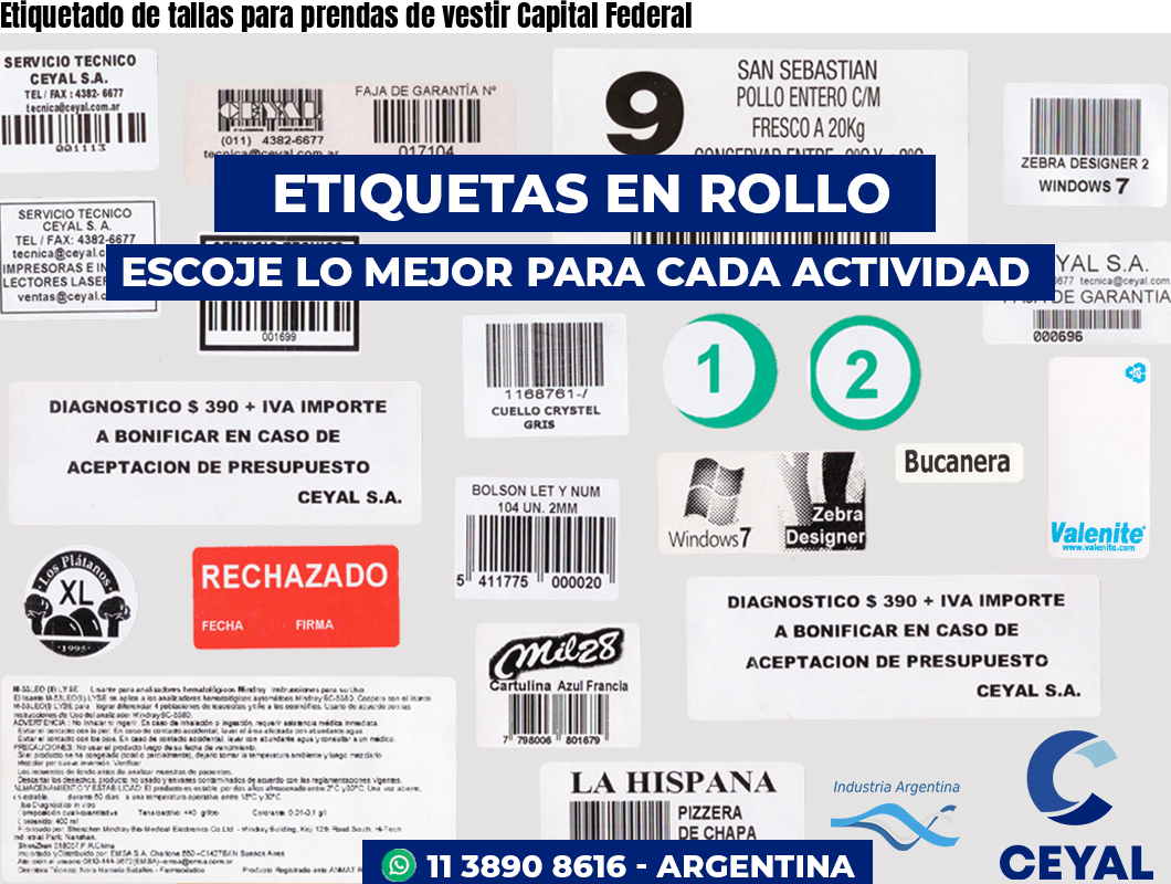 Etiquetado de tallas para prendas de vestir Capital Federal